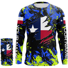 Load image into Gallery viewer, Blue green camo Texas flag patriot shirt Custom sun protection fishing long sleeve shirts NQS7264
