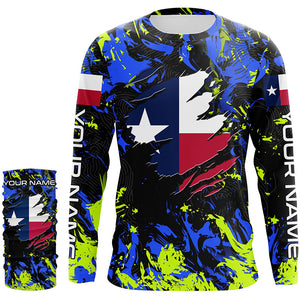 Blue green camo Texas flag patriot shirt Custom sun protection fishing long sleeve shirts NQS7264