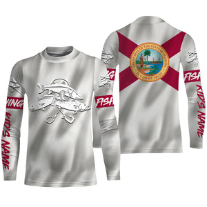 Inshore Slam Snook, Redfish,Trout fishing Florida State Flag 3D All Over print shirts saltwater personalized fishing apparel for Adult and kid NQS438