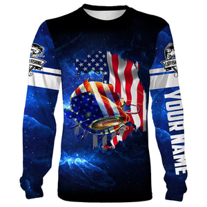 Catfish Fishing 3D American Flag patriotic Customize name All over print shirts - personalized fishing gift for men and women and Kid - NQS436