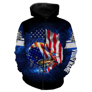Catfish Fishing 3D American Flag patriotic Customize name All over print shirts - personalized fishing gift for men and women and Kid - NQS436