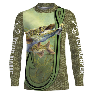 Musky ( Muskie) fishing scale Fish reaper fish on UV protection quick dry Customize name long sleeves UPF 30+ personalized gift for fisherman- NQS821
