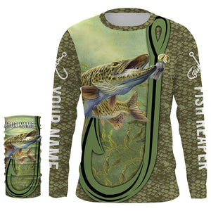 Musky ( Muskie) fishing scale Fish reaper fish on UV protection quick dry Customize name long sleeves UPF 30+ personalized gift for fisherman- NQS821