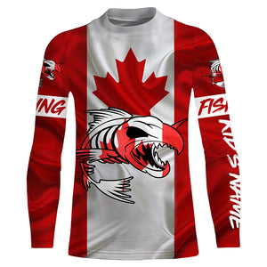 Fish skeleton reaper Canadian flag custom name sun protection long sleeve fishing shirts jerseys NQS3891