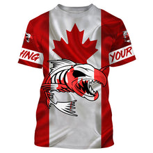 Load image into Gallery viewer, Fish skeleton reaper Canadian flag custom name sun protection long sleeve fishing shirts jerseys NQS3891