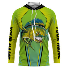 Load image into Gallery viewer, Mahi mahi Fishing jerseys, Dorado green scales Custom name Long Sleeve tournament Fishing Shirts NQS4514