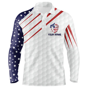 Personalized American flag patriot golf red, white and blue Mens golf polo shirts custom golf gifts NQS7272