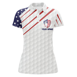 Personalized American flag patriot golf red, white and blue Womens golf polo shirts custom golf gifts NQS7272