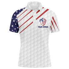 Load image into Gallery viewer, Personalized American flag patriot golf red, white and blue Mens golf polo shirts custom golf gifts NQS7272