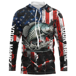 Crappie fishing black American flag Custom UV protection performance long sleeve fishing jerseys NQS7276