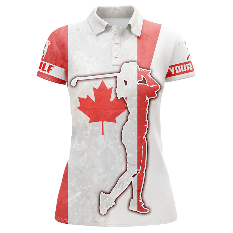 Canadian flag Womens golf polos shirts custom name patriot golf gifts, golf shirts for women NQS5204