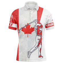 Load image into Gallery viewer, Canadian flag Mens golf polos shirts custom name patriot golf gifts, golf shirts for men NQS5204