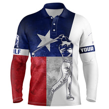 Load image into Gallery viewer, Texas flag Mens golf polos shirts custom name patriot golf gifts, golf shirts for men NQS5205