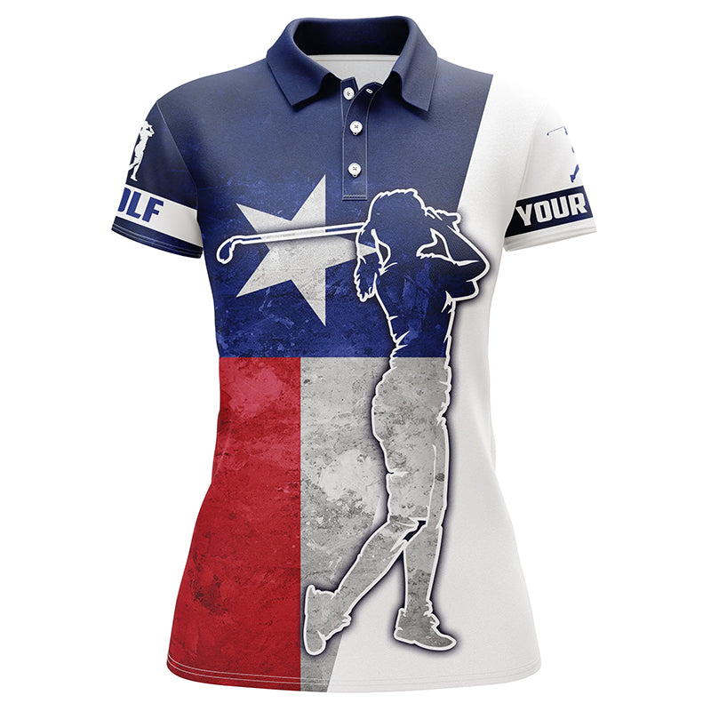 Texas flag Womens golf polos shirts custom name patriot golf gifts, golf shirts for women NQS5205