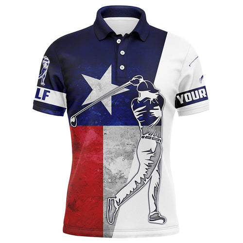 Texas flag Mens golf polos shirts custom name patriot golf gifts, golf shirts for men NQS5205