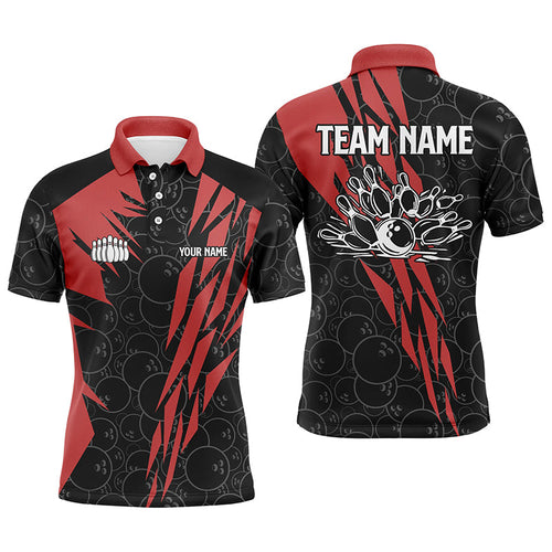 Black bowling camo Mens polo bowling shirt Custom bowling strike team league jerseys | Red NQS6343