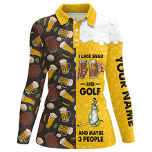 Load image into Gallery viewer, Funny golf beer pattern shirts custom Womens golf shirt I like beer and golf and maybe 3 people NQS6823