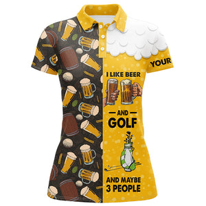 Funny golf beer pattern shirts custom Womens golf shirt I like beer and golf and maybe 3 people NQS6823