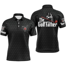 Load image into Gallery viewer, Black golf ball pattern Mens golf polos shirts custom name The golf father, best golf gifts for men NQS4519