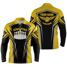 Load image into Gallery viewer, Bowling shirts for men custom name &amp; team name King Pins bowling jerseys, Bowling team shirts | Yellow NQS4522