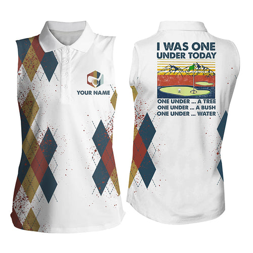 Funny Womens sleeveless polo shirt custom name I was one under today, one under a tree, bush and water NQS4524
