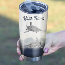 Load image into Gallery viewer, Shark Fishing Tumbler Cup Customize name Personalized Fishing gift for fisherman - NQS274
