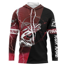 Load image into Gallery viewer, Walleye Fishing tattoo red lightning camo black Custom name sun-protective clothing fishing shirts NQS3303