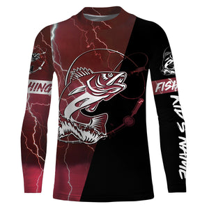 Walleye Fishing tattoo red lightning camo black Custom name sun-protective clothing fishing shirts NQS3303