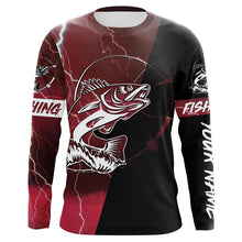 Load image into Gallery viewer, Walleye Fishing tattoo red lightning camo black Custom name sun-protective clothing fishing shirts NQS3303