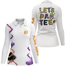 Load image into Gallery viewer, Womens golf polo shirt orange purple custom Let&#39;s par tee Halloween white golf shirts NQS6365