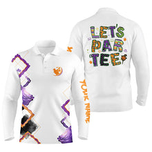 Load image into Gallery viewer, Mens golf polo shirts orange purple custom Let&#39;s par tee Halloween white golf shirts NQS6365