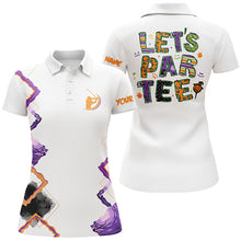 Load image into Gallery viewer, Womens golf polo shirt orange purple custom Let&#39;s par tee Halloween white golf shirts NQS6365