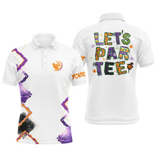 Load image into Gallery viewer, Mens golf polo shirts orange purple custom Let&#39;s par tee Halloween white golf shirts NQS6365