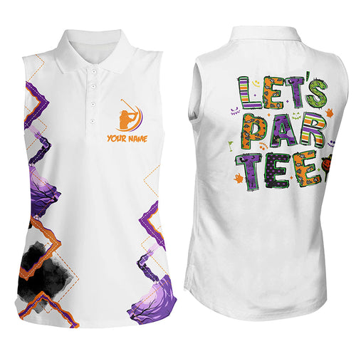 Women sleeveless golf polo shirt orange purple custom Let's par tee Halloween white golf shirts NQS6365