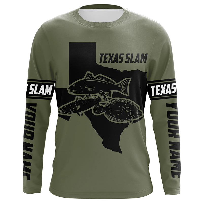 Texas slam fishing Redfish, trout,flounder Custom UV sun protection Long sleeve Fishing Shirts jerseys NQS6570