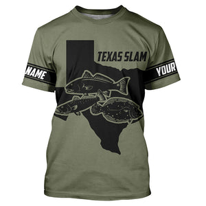 Texas slam fishing Redfish, trout,flounder Custom UV sun protection Long sleeve Fishing Shirts jerseys NQS6570