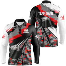 Load image into Gallery viewer, Mens polo bowling shirts Custom black ball red camo Bowling Team Jersey, gift for Bowlers NQS6571