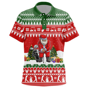 Funny ugly Christmas Kid golf polo shirts, Santa golfer christmas golf tops for Kid Xmas golf gifts NQS6834