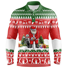 Load image into Gallery viewer, Funny ugly Christmas Mens golf polo shirts, Santa golfer christmas golf tops for men Xmas golf gifts NQS6834