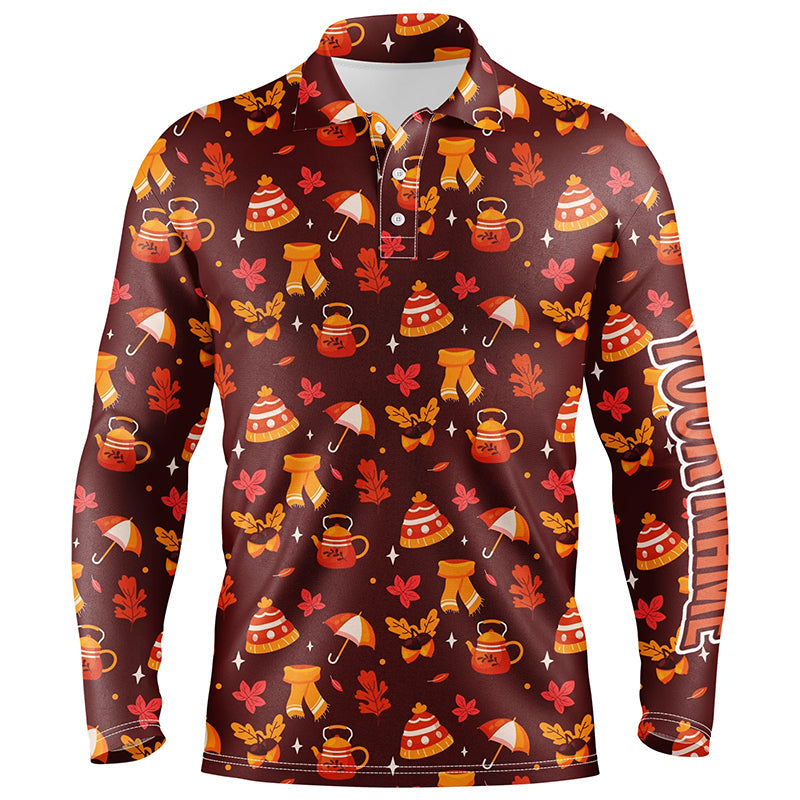 Fall season pattern Thanksgiving Mens golf polo shirts custom Thanksgiving golf tops for men NQS6837