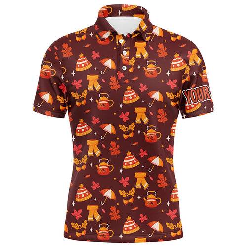 Fall season pattern Thanksgiving Mens golf polo shirts custom Thanksgiving golf tops for men NQS6837