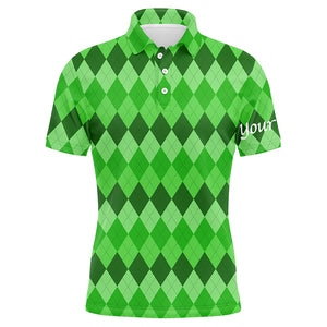 Mens golf polo shirts green argyle pattern golf shirts custom team golf polo for men St Patrick day NQS4725