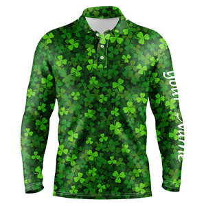 Mens golf polo shirts Green clover St Patrick's Day pattern golf shirts custom team golf polo NQS4727