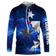 Load image into Gallery viewer, Texas Flag blue galaxy Universe patriotic Custom sun protection fishing jersey - Texas fishing shirts NQS3589