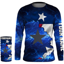 Load image into Gallery viewer, Texas Flag blue galaxy Universe patriotic Custom sun protection fishing jersey - Texas fishing shirts NQS3589