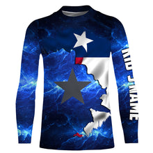 Load image into Gallery viewer, Texas Flag blue galaxy Universe patriotic Custom sun protection fishing jersey - Texas fishing shirts NQS3589