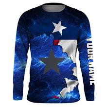 Load image into Gallery viewer, Texas Flag blue galaxy Universe patriotic Custom sun protection fishing jersey - Texas fishing shirts NQS3589