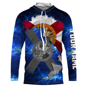 Florida Flag blue galaxy Universe patriotic Custom sun protection fishing jersey Florida shirts NQS3590