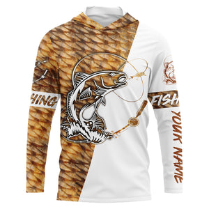 Redfish Puppy Drum fishing scale UV protection quick dry Customize name long sleeves UPF 30+ NQS834