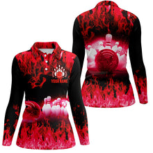 Load image into Gallery viewer, Red flame Women bowling polo shirts, Personalized Team league bowling shirts female bowling uniform NQS6366
